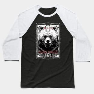 Bear Grizzly Wild Nature Illustration Line Epic Illustration Line Art Baseball T-Shirt